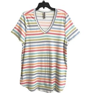 Honeyme Curvy Stretchy Ribbed Striped Tee XXL